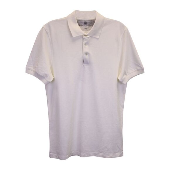 Brunello Cucinelli Polo Shirt in Ecru Cotton Pique